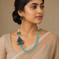 Radha Krishna side pendant beaded Terracotta necklace set