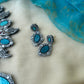 Bird terracotta necklace set in teal and oxidized silver