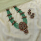 Crystal Layered Terracotta Peacock Necklace Set with Kundhan Stones