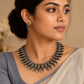 Terracotta Parrot Choker Set in Antique Bronze and Silver