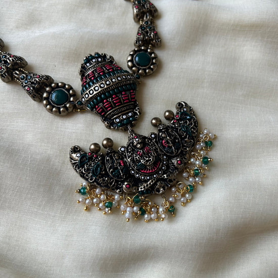 Handmade Terracotta Antique Gold Temple Necklace and Earrings