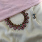 Peacock Gem Stone Terracotta Necklace Set with Kundhans