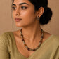 Silver cylindrical terracotta and stone beads necklace set