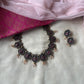 Terracotta Lakshmi Necklace Set with Pearl and Crystal Danglers