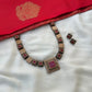 Embossed Enamel Squares Terracotta Necklace Set