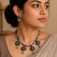 Terracotta Lakshmi Necklace with Multicolour Semiprecious Agate Beads