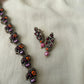 Terracotta Orange Peacock Pendant Necklace Set