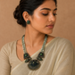 Natural Amazonite Stone Beaded Terracotta Blue Peacock Necklace