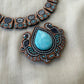Terracotta Peacock Jewellery Necklace Set in Teal & Blue Shades