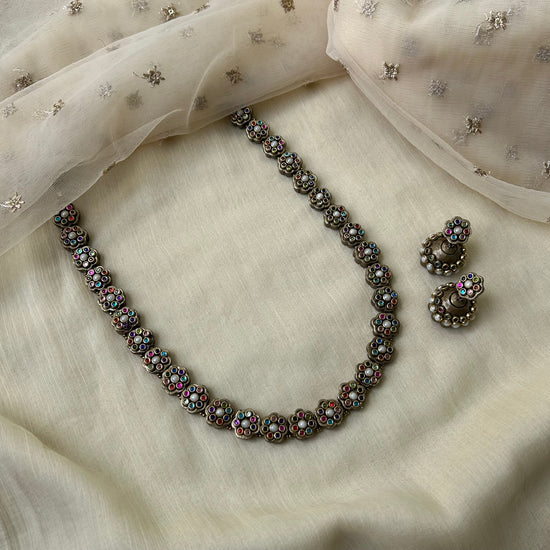 Handmade Terracotta Floral Necklace Set