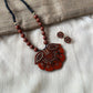 Terracotta Pendant Set with Matching Stud Earrings