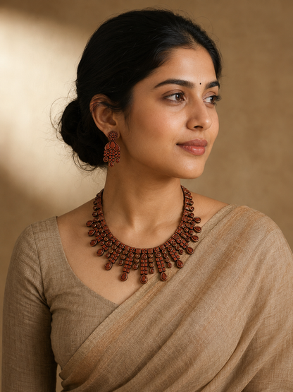 Stacked Floral Terracotta Necklace Set