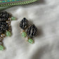 Terracotta Radha Krishna Necklace Set with Pale Green Glass Bead Danglers