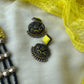 Yellow and Black Antique Terracotta Necklace set with layers of beads and ghungroos