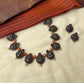 Terracotta Lakshmi Necklace Set with Semi-Precious Orange Beads