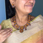Pink and Orange Terracotta necklace and earrings with stones