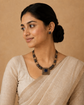 Embossed Enamel Squares Terracotta Necklace Set