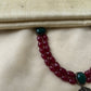 Vintage crimson red beaded terracotta goddess pendant necklace with jhumka