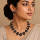 Terracotta God Motif Necklace Set with Glass Beads