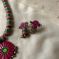 Handmade Multicolour Floral Terracotta Neckset with Earrings