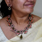 Floral Peach and Brown Terracotta Necklace Set with Stones