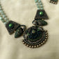 Natural Amazonite Stone Beaded Terracotta Blue Peacock Necklace