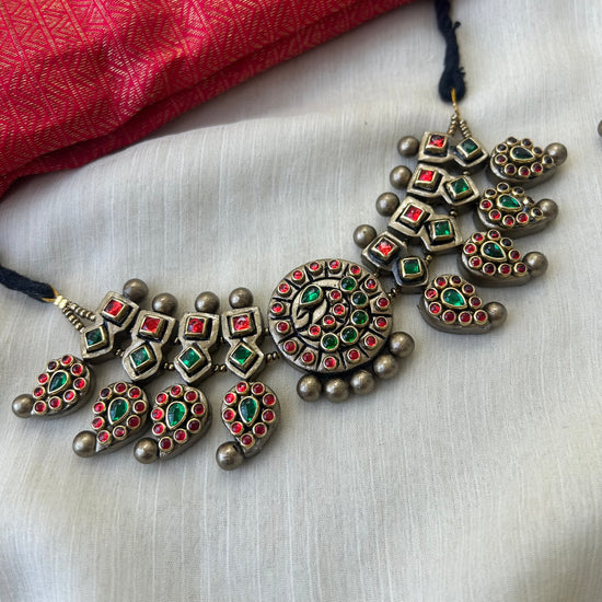 Red and Green Terracotta Choker set with stones