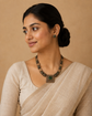 Embossed Enamel Squares Terracotta Necklace Set
