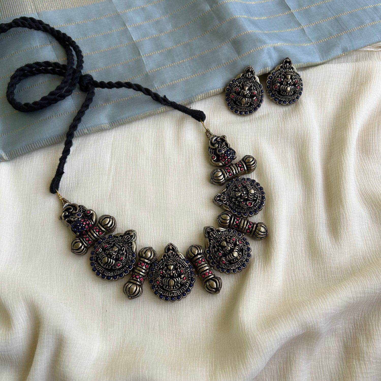 Antique Lakshmi Devi temple choker necklace and earrings