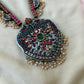 Peacock Terracotta Necklace Set in Pink & Green Kundhan Stones