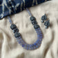 Terracotta Laksmi layered blue pumpkin agate beads necklace  set