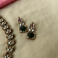 Terracotta white leaf necklace set with Kundhan stone embellishments