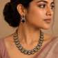 Terracotta white leaf necklace set with Kundhan stone embellishments