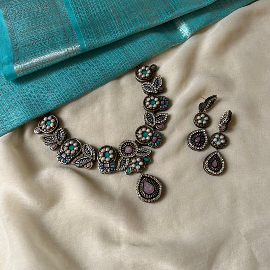 Handmade Terracotta Stone Necklace Set