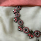 Floral Peach and Brown Terracotta Necklace Set with Stones