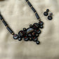 Black abstract art terracotta necklace set