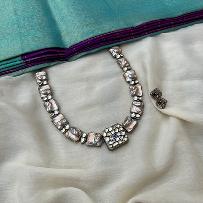 Handmade Terracotta Pearl Stone Necklace Set