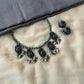 Handmade terracotta necklace set with semi-precious gemstone beads and antique-finish danglers.