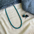 Blue clay cylinder bead necklace with jhumkas