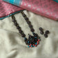 Handmade peach and teal Terracotta Neckset with Earrings