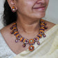 Orange and pink kundan terracotta necklace set
