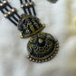 Yellow and Black Antique Terracotta Necklace set with layers of beads and ghungroos