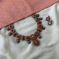 Pink and Orange Terracotta necklace and earrings with stones