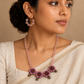 Simple daily wear terracotta floral set with crystal beads