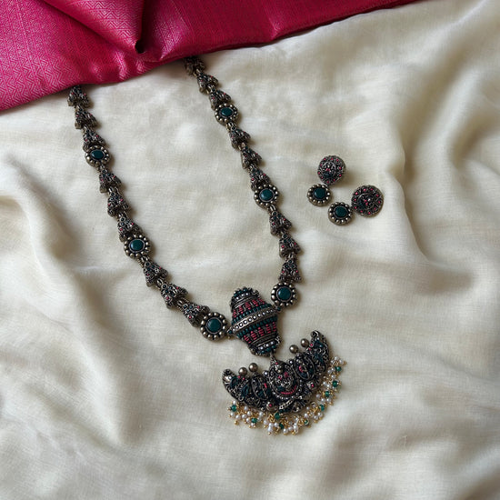 Handmade Terracotta Antique Gold Temple Necklace and Earrings