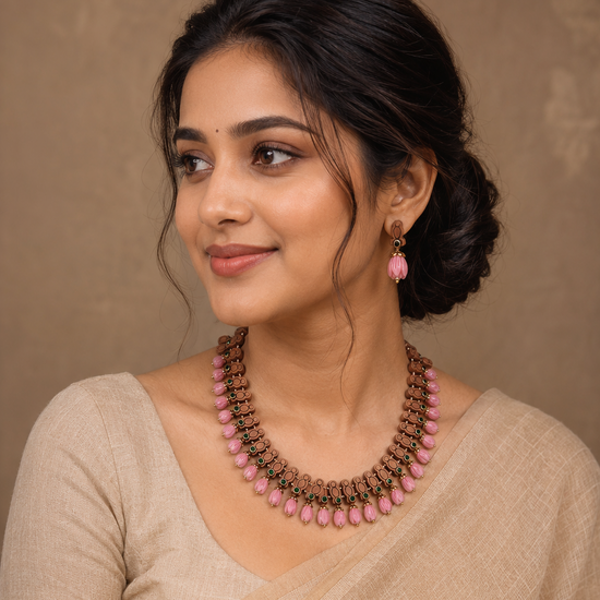 Pavalamalli Beaded Terracotta Necklace Set