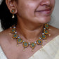 Pastel multicolour floral terracotta necklace set with pearl dangles