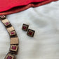Embossed Enamel Squares Terracotta Necklace Set