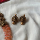 Terracotta Laksmi layered Orange pumpkin agate beads necklace  set