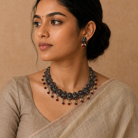 Antique clay Lakshmi temple jewellery